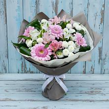 Букет цветов из:  Герберы, Альстромерии и Хризантемы #REPLACE_PRED# Большие Колпаны