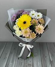 Букет цветов из:  Розы, Герберы и Хризантемы в Большие Колпаны