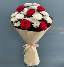 Букет цветов из:  Розы и Хризантемы в Большие Колпаны
