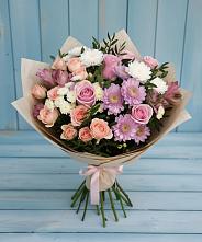 Букет цветов из:  Хризантемы, Розы и Альстромерии в Большие Колпаны