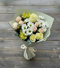 Букет цветов из:  Альстромерии, Розы и Хризантемы в Большие Колпаны